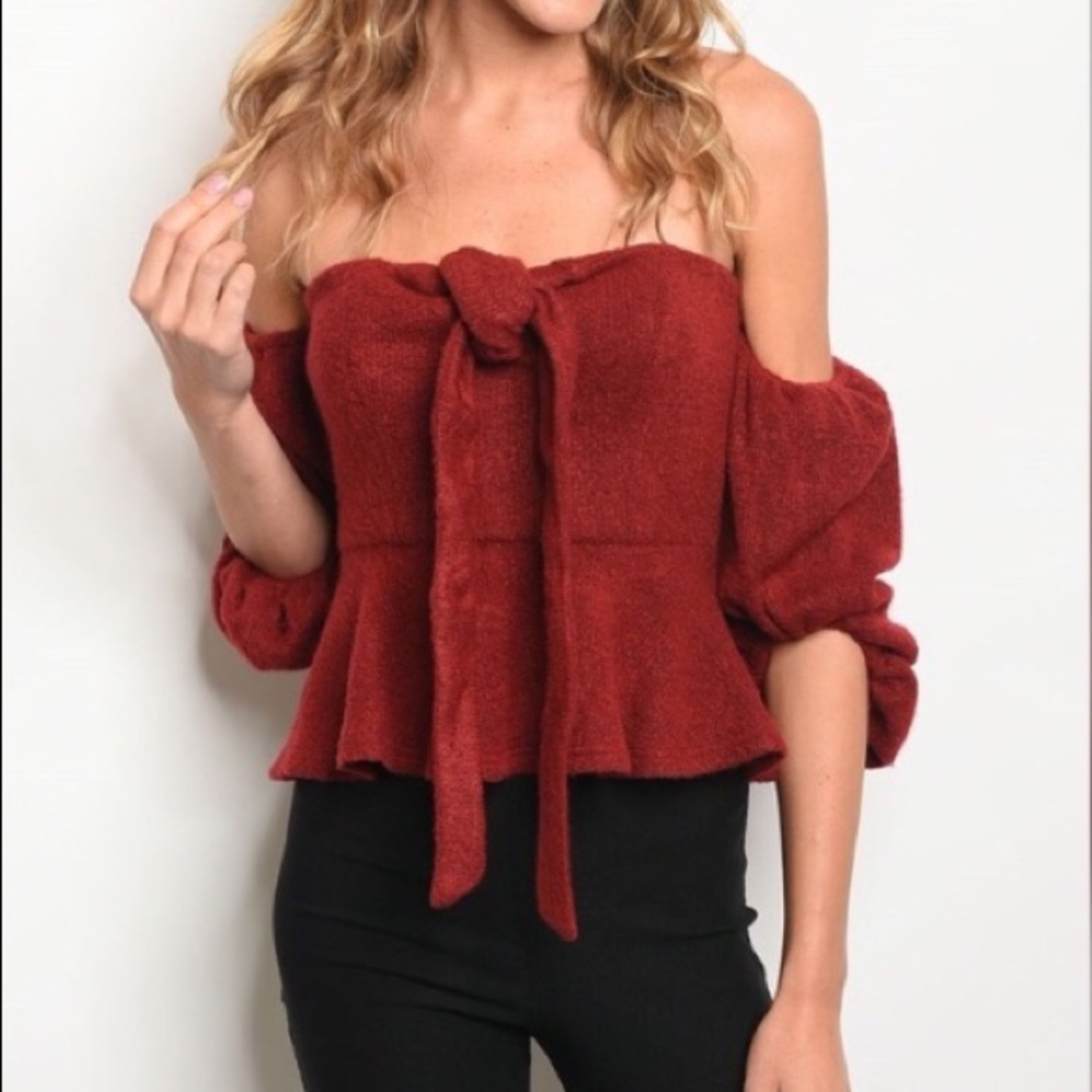 Off-the-shoulder Wine colored Top